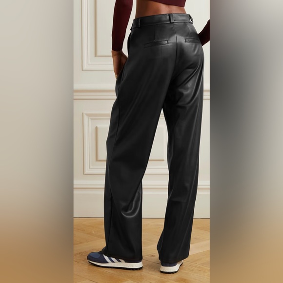 NWT Mother The High Waisted Tunnel Vision Sneak Wide Pleated Pants Faux Leather - Picture 4 of 12